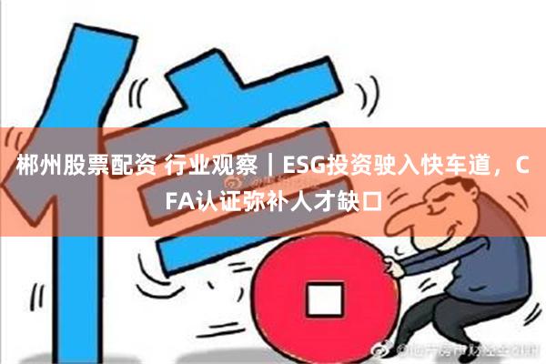 郴州股票配资 行业观察｜ESG投资驶入快车道，CFA认证弥补人才缺口