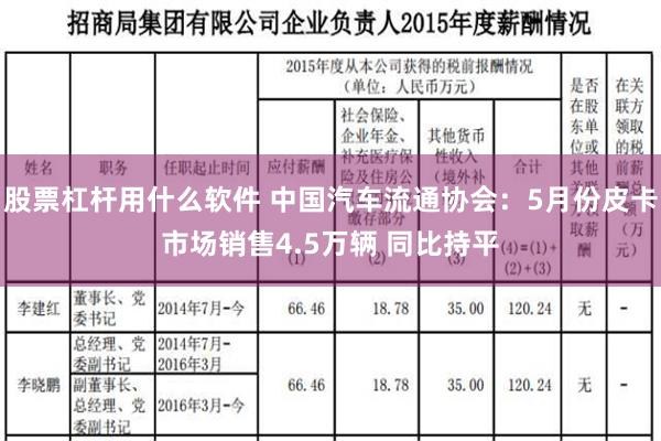 股票杠杆用什么软件 中国汽车流通协会：5月份皮卡市场销售4.5万辆 同比持平