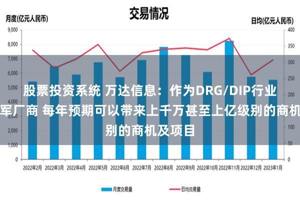 股票投资系统 万达信息：作为DRG/DIP行业内的领军厂商 每年预期可以带来上千万甚至上亿级别的商机及项目