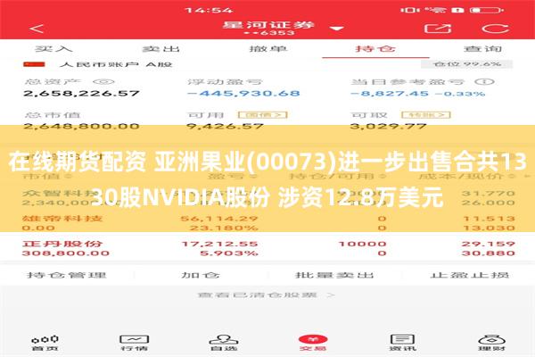 在线期货配资 亚洲果业(00073)进一步出售合共1330股NVIDIA股份 涉资12.8万美元