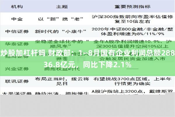 炒股加杠杆吗 财政部：1—8月国有企业利润总额28836.8亿元，同比下降2.1%