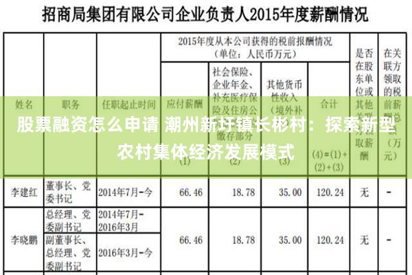 股票融资怎么申请 潮州新圩镇长彬村：探索新型农村集体经济发展模式